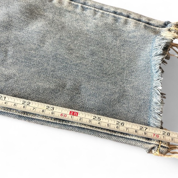 Insane Gene Light Straight Leg Distressed Raw Hem Denim Jeans size 27 - Picture 5 of 5